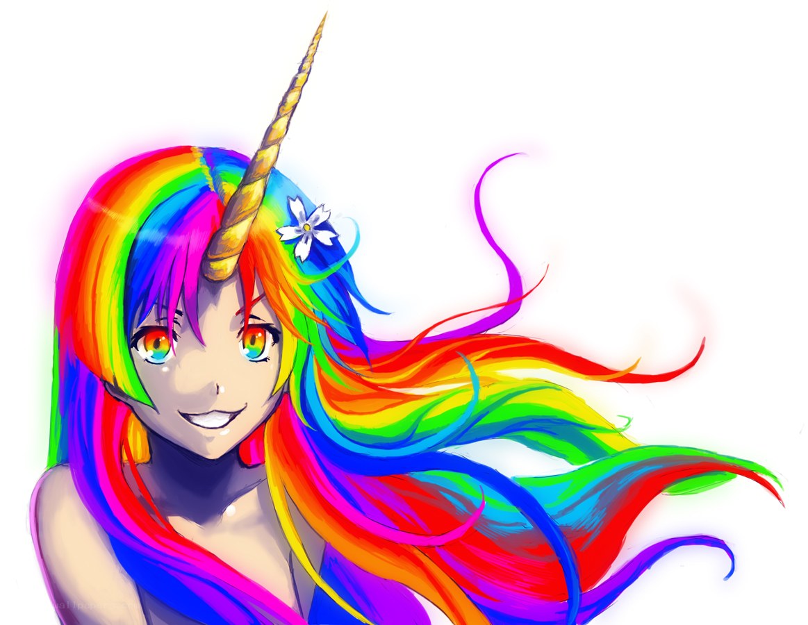 rainbow-haired unicorn girl