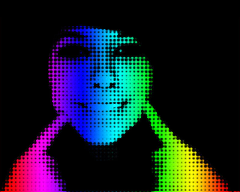 rainbow halftone portrait