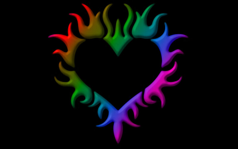 rainbow heart flames