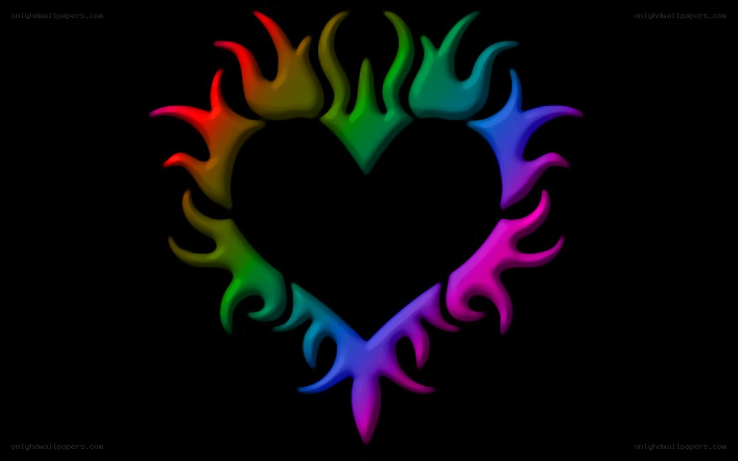 rainbow heart flames