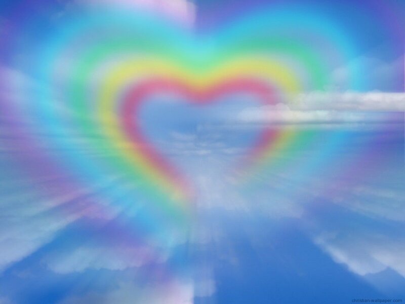 Rainbow heart in the sky