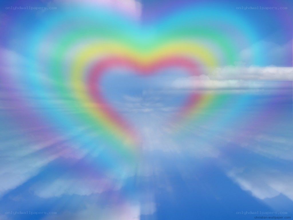 Rainbow heart in the sky