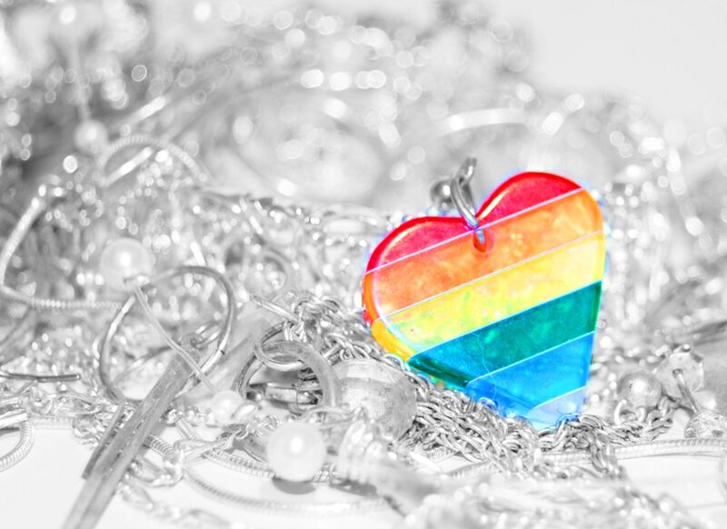 Rainbow Heart Pendant — Red