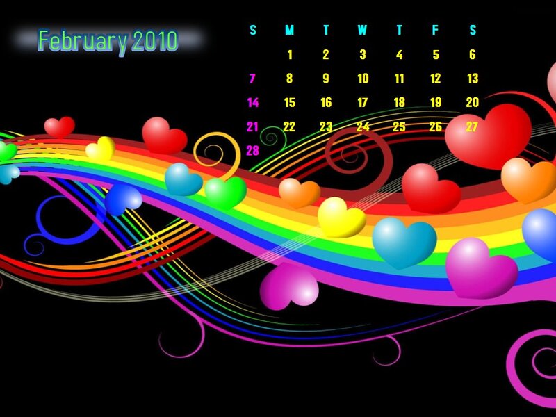 Rainbow Hearts Calendar
