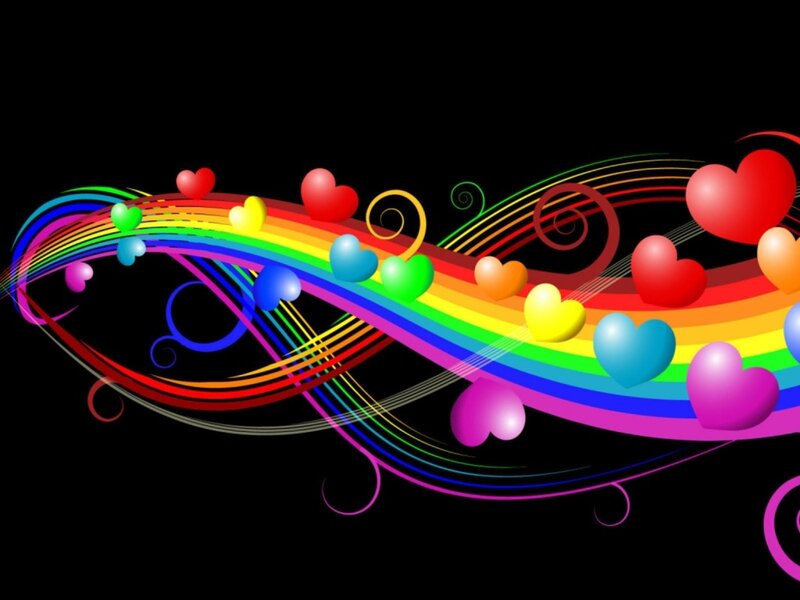 rainbow hearts design