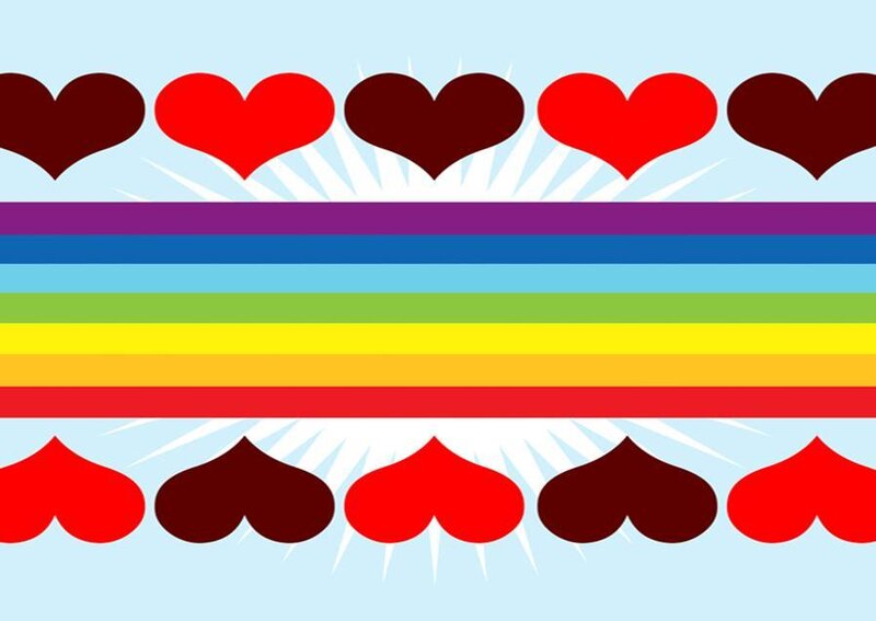rainbow hearts pattern