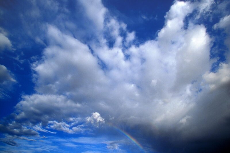 Rainbow in a cloudy sky