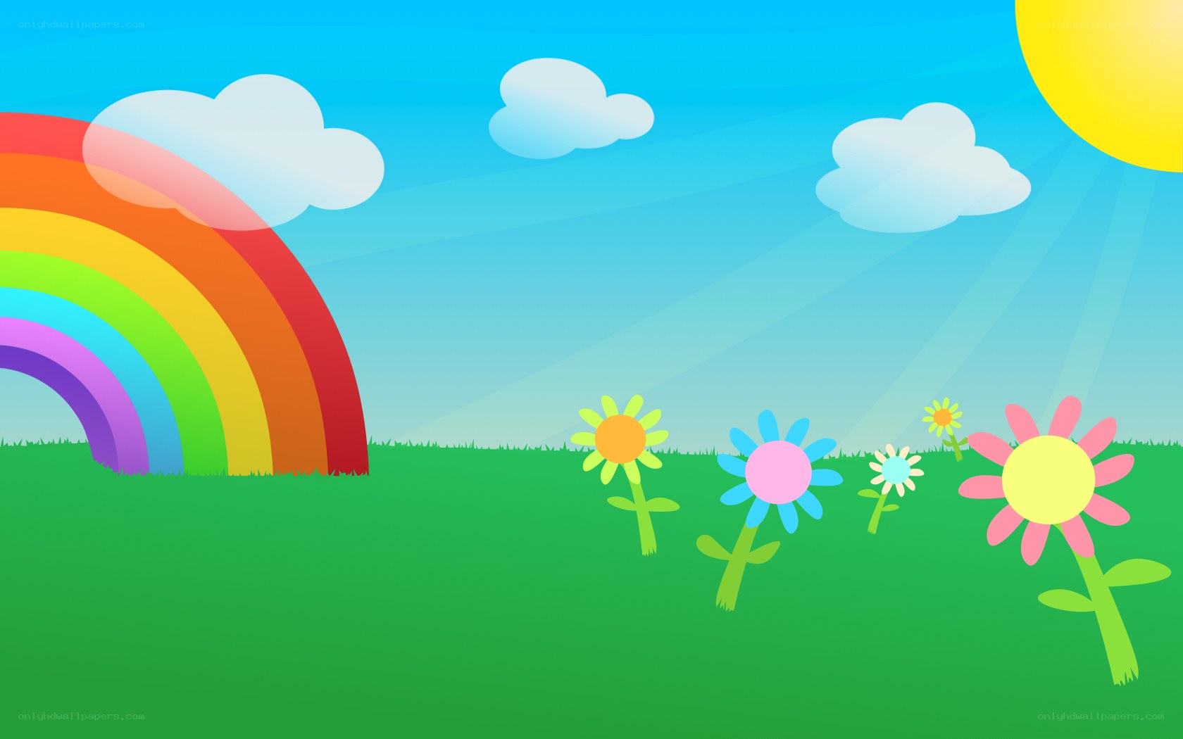 rainbow in a sunny field
