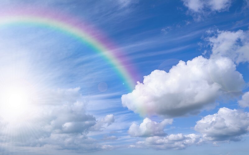 Rainbow in Blue Sky — Serene, Afternoon, Photograph