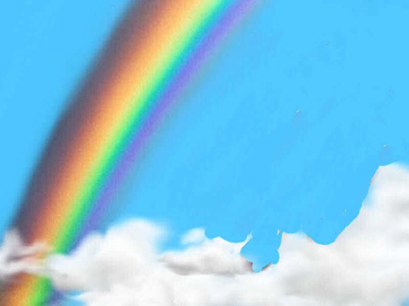 Rainbow in Blue Sky — Serene, Photograph, Clouds