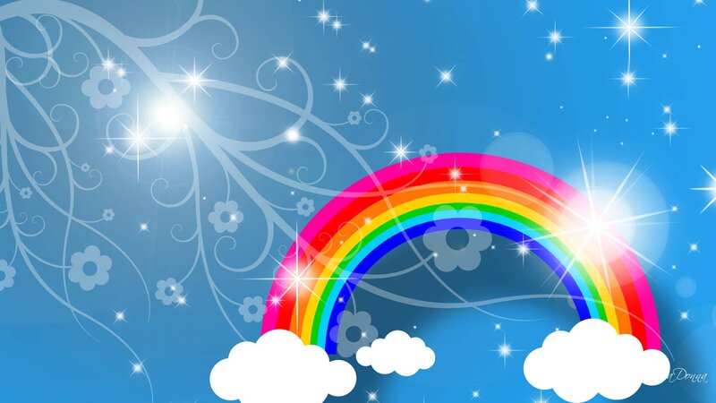 Rainbow in Blue Sky — Whimsical