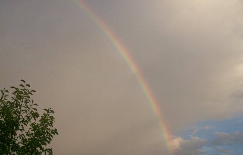rainbow in cloudy sky