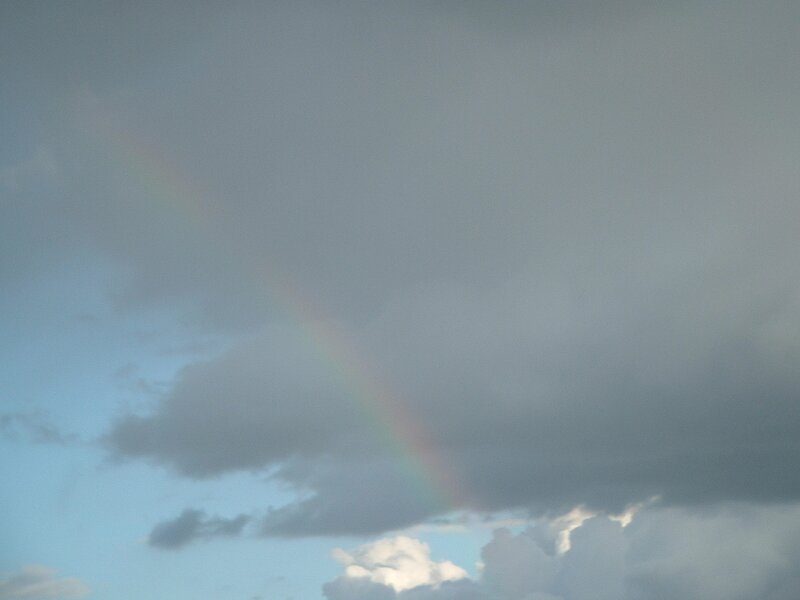 Rainbow in Cloudy Sky — Gray, Calm, Photograph