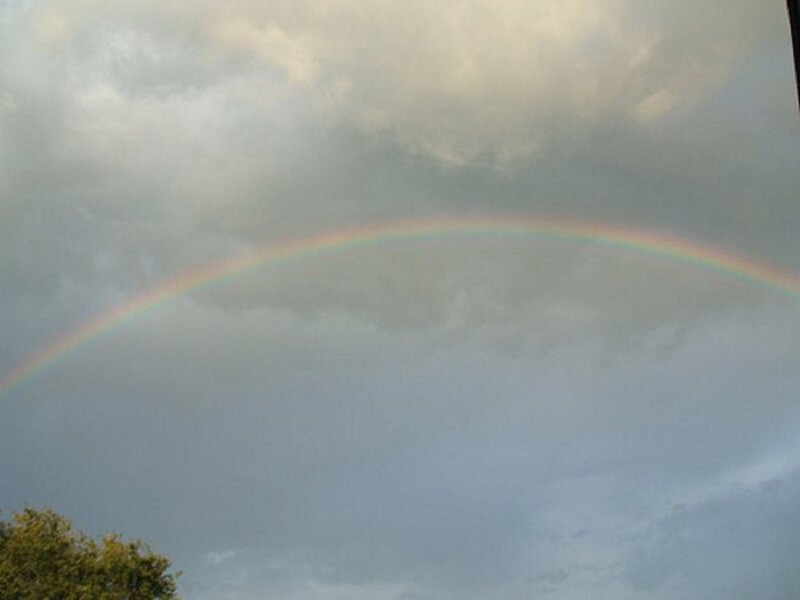 Rainbow in Cloudy Sky — Gray, Overcast