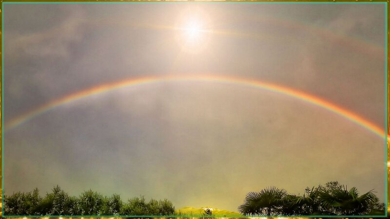 Rainbow in Cloudy Sky — Gray, Serene
