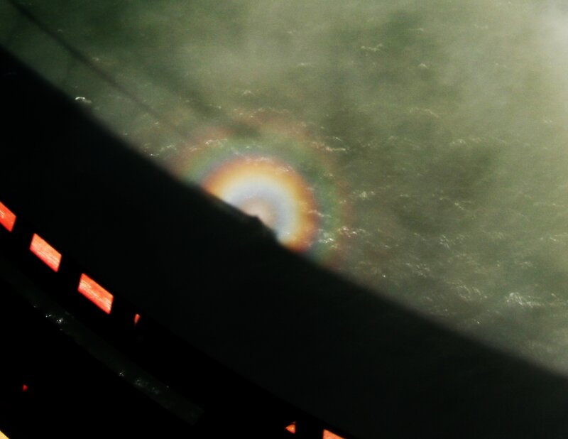 rainbow in misty water