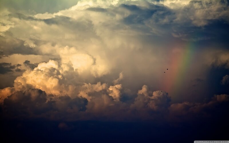 Rainbow in Stormy Sky — Gray, Dramatic