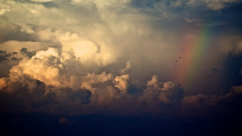 Rainbow in Stormy Sky — Gray