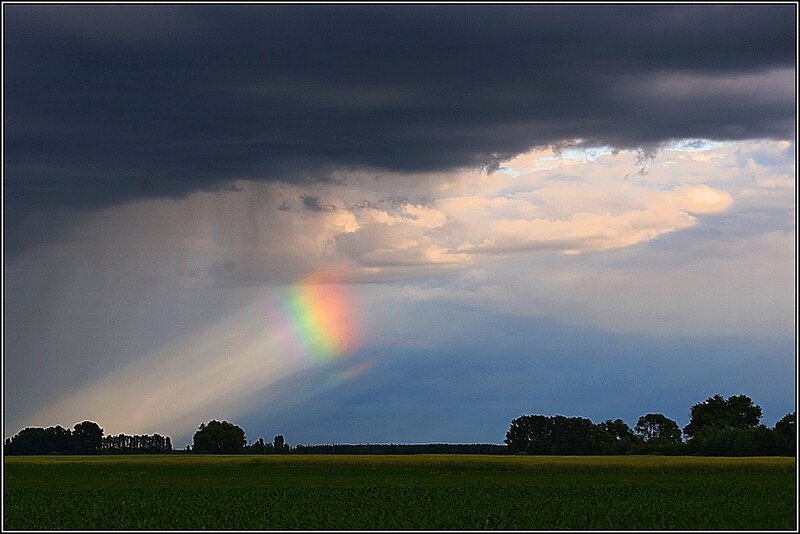 Rainbow in Stormy Sky — Green, Dramatic