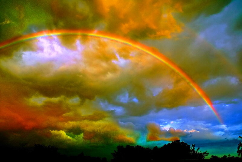 Rainbow in Stormy Sky — Green