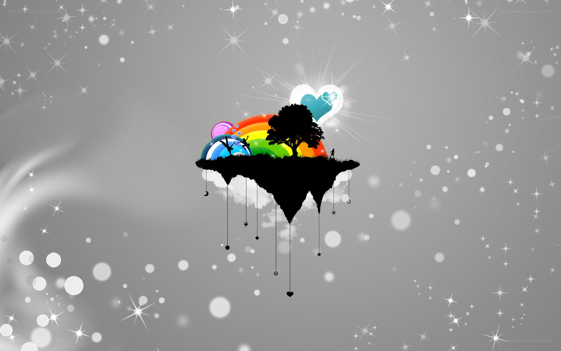 rainbow island with heart