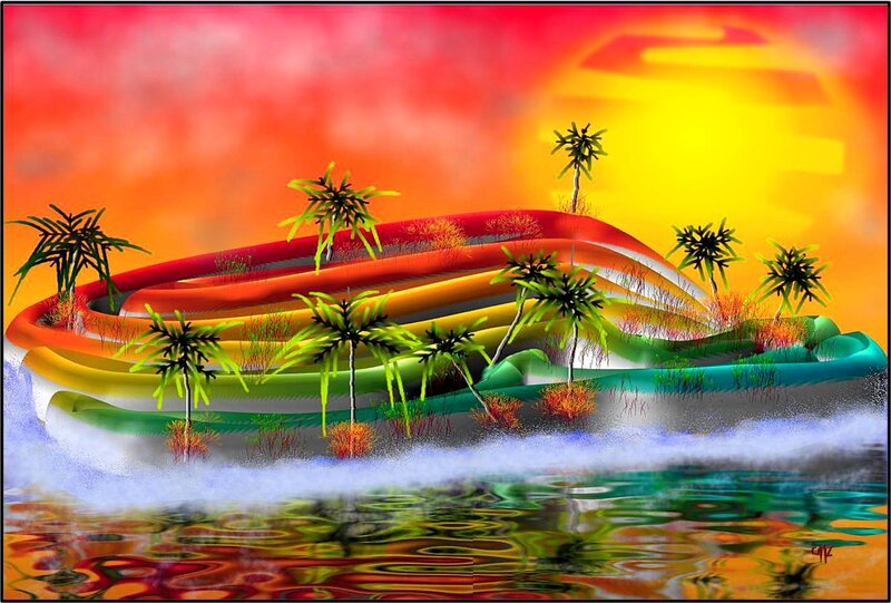 Rainbow Island with Palm Trees