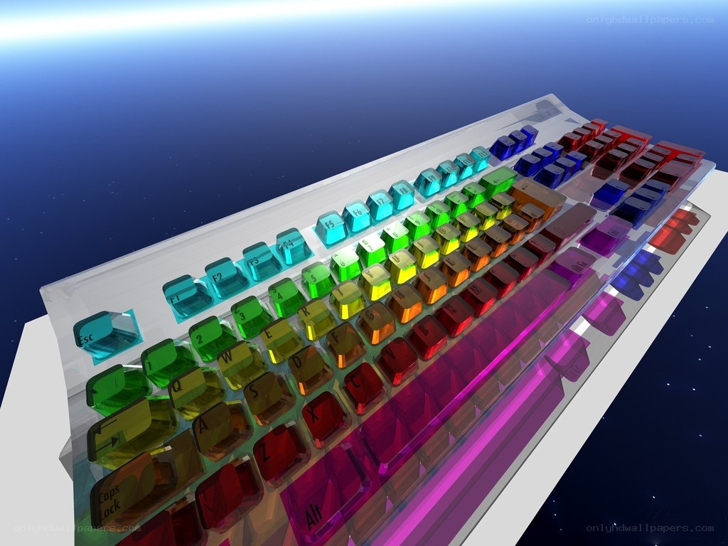 rainbow keyboard in space