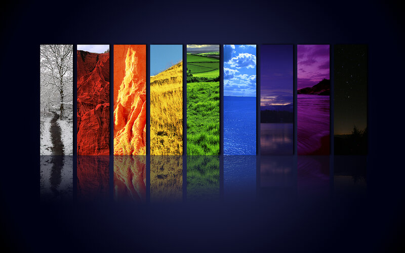 Rainbow landscape collage