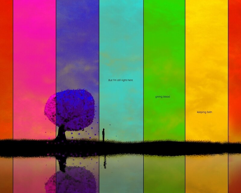 rainbow landscape with tree