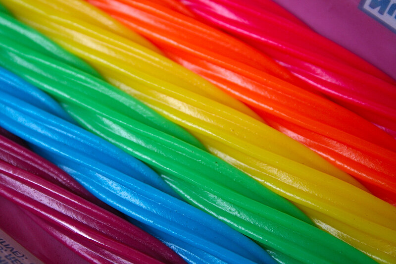 Rainbow licorice strands