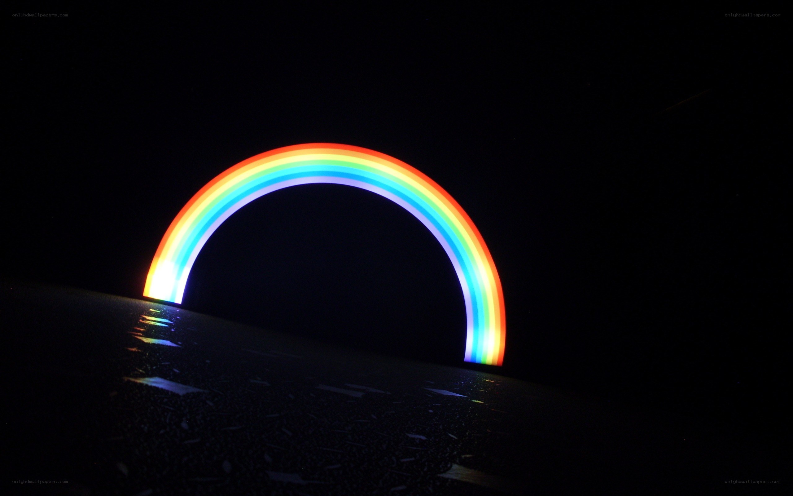 Rainbow light arch at night