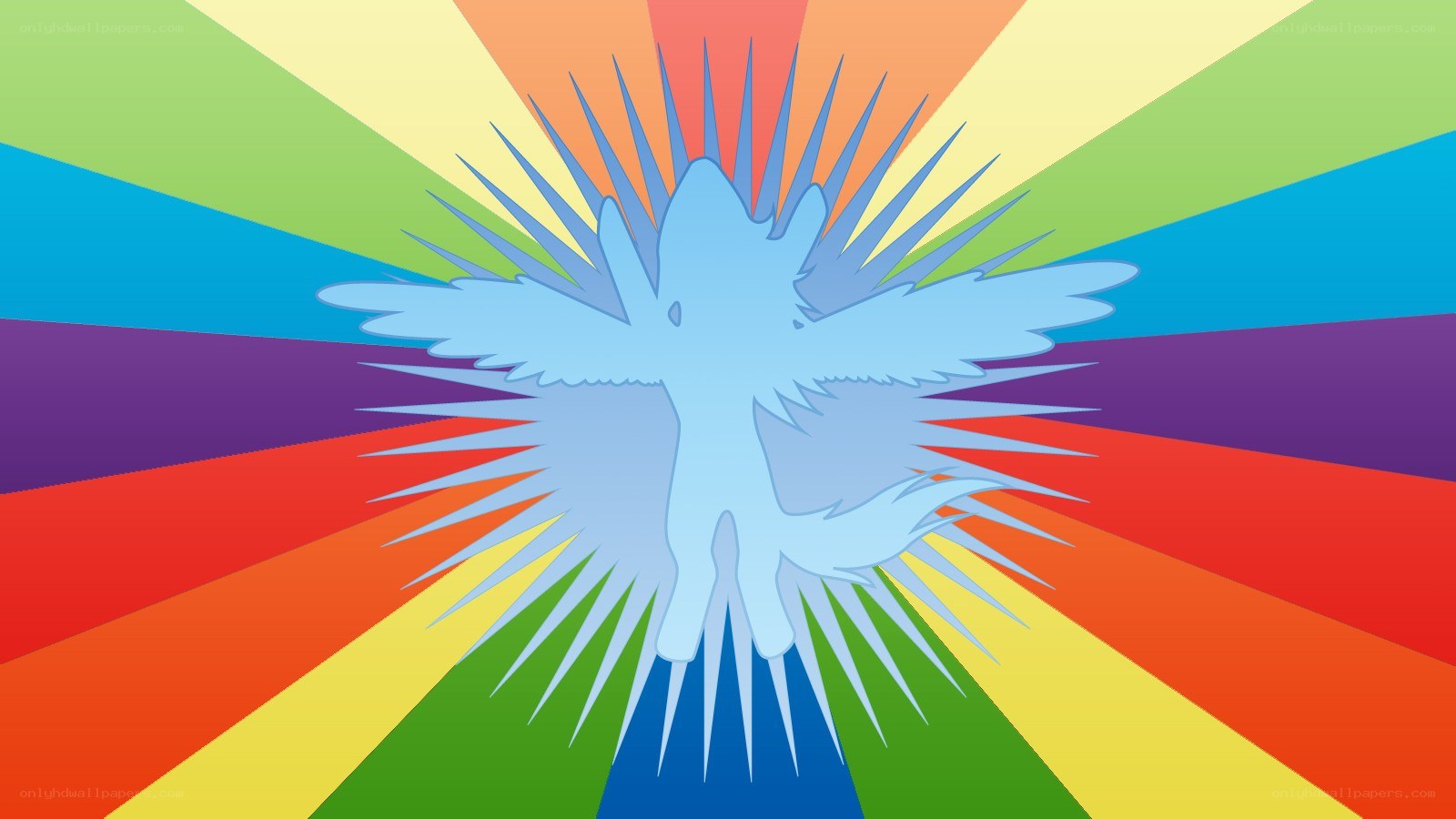 rainbow light burst with silhouette