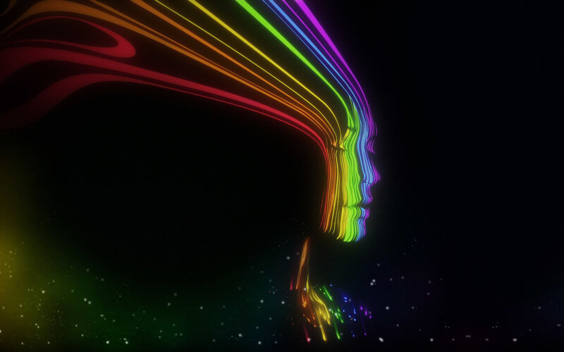 Rainbow Light Lines — Black, Abstract