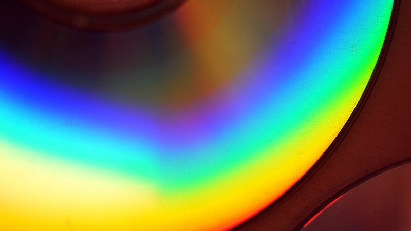 rainbow light on a disc