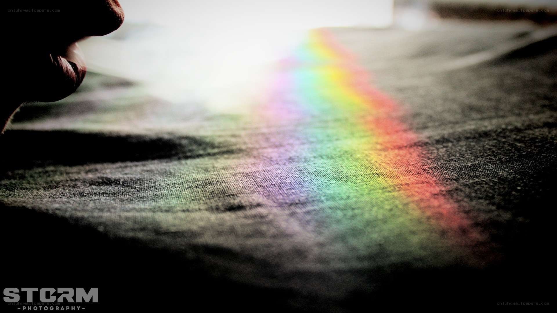 Rainbow light on fabric