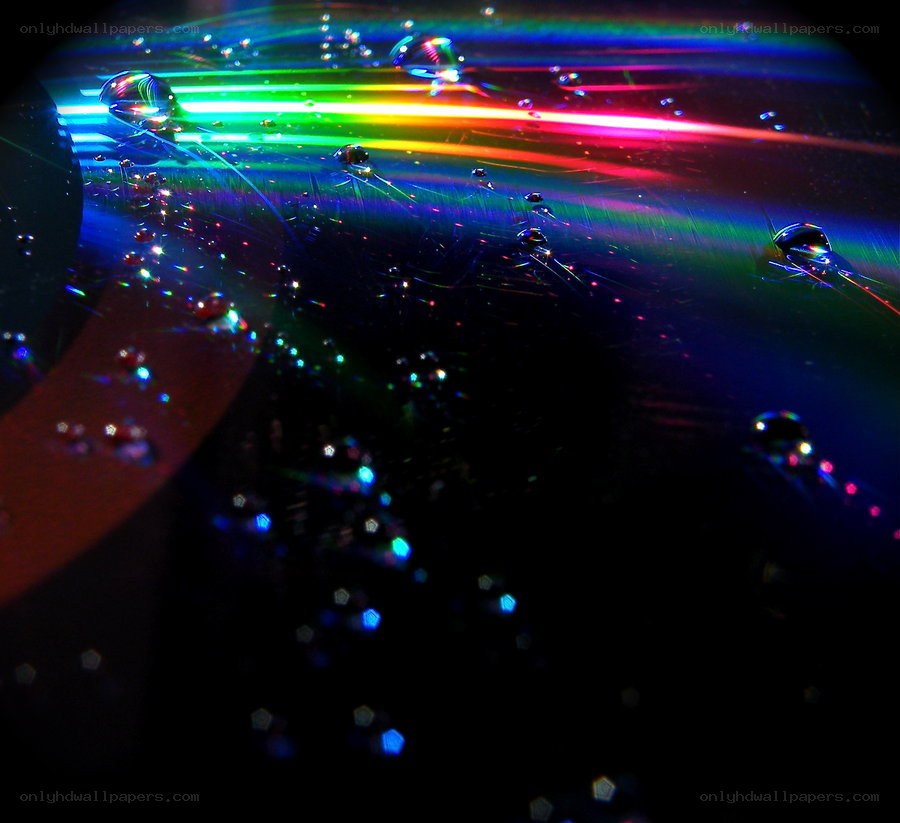 Rainbow light on water droplets