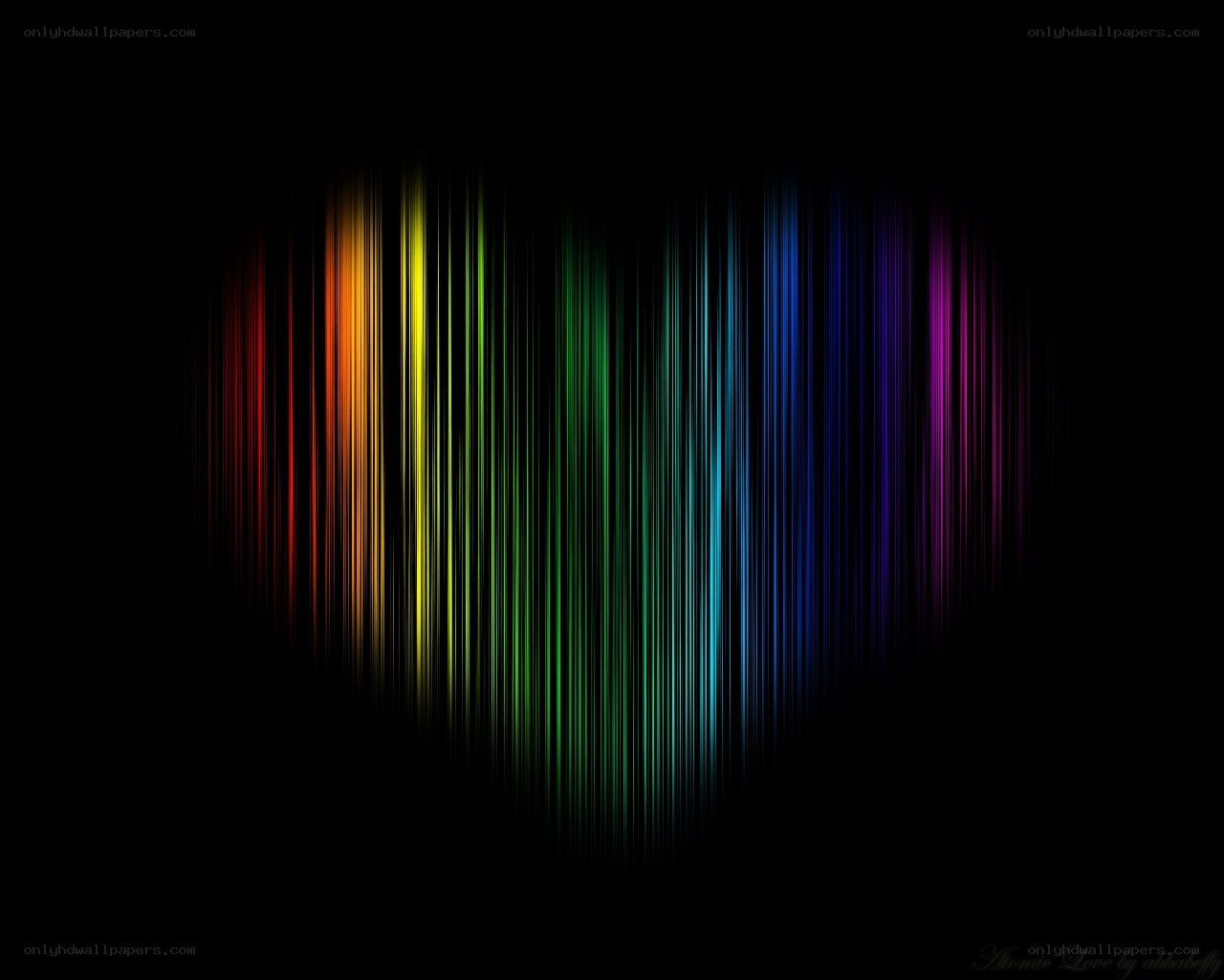 Rainbow light streaks on black