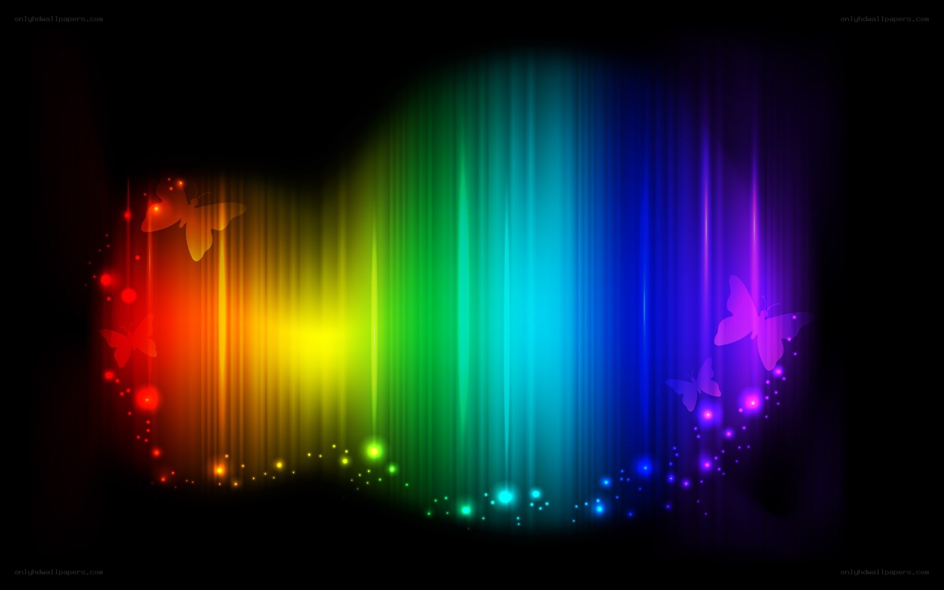 rainbow light with butterflies