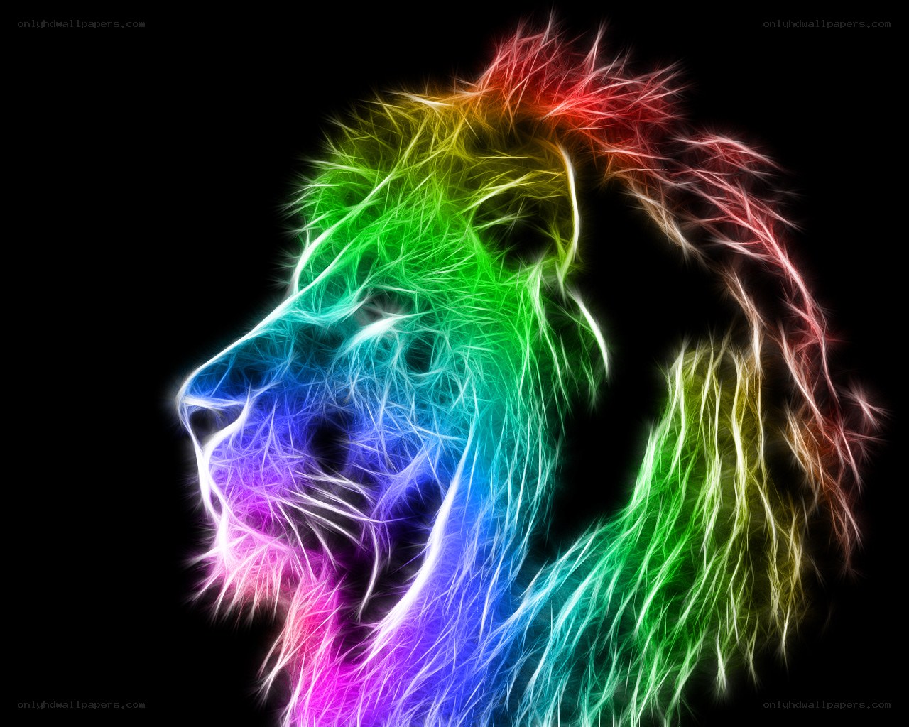 Rainbow lion fractal art