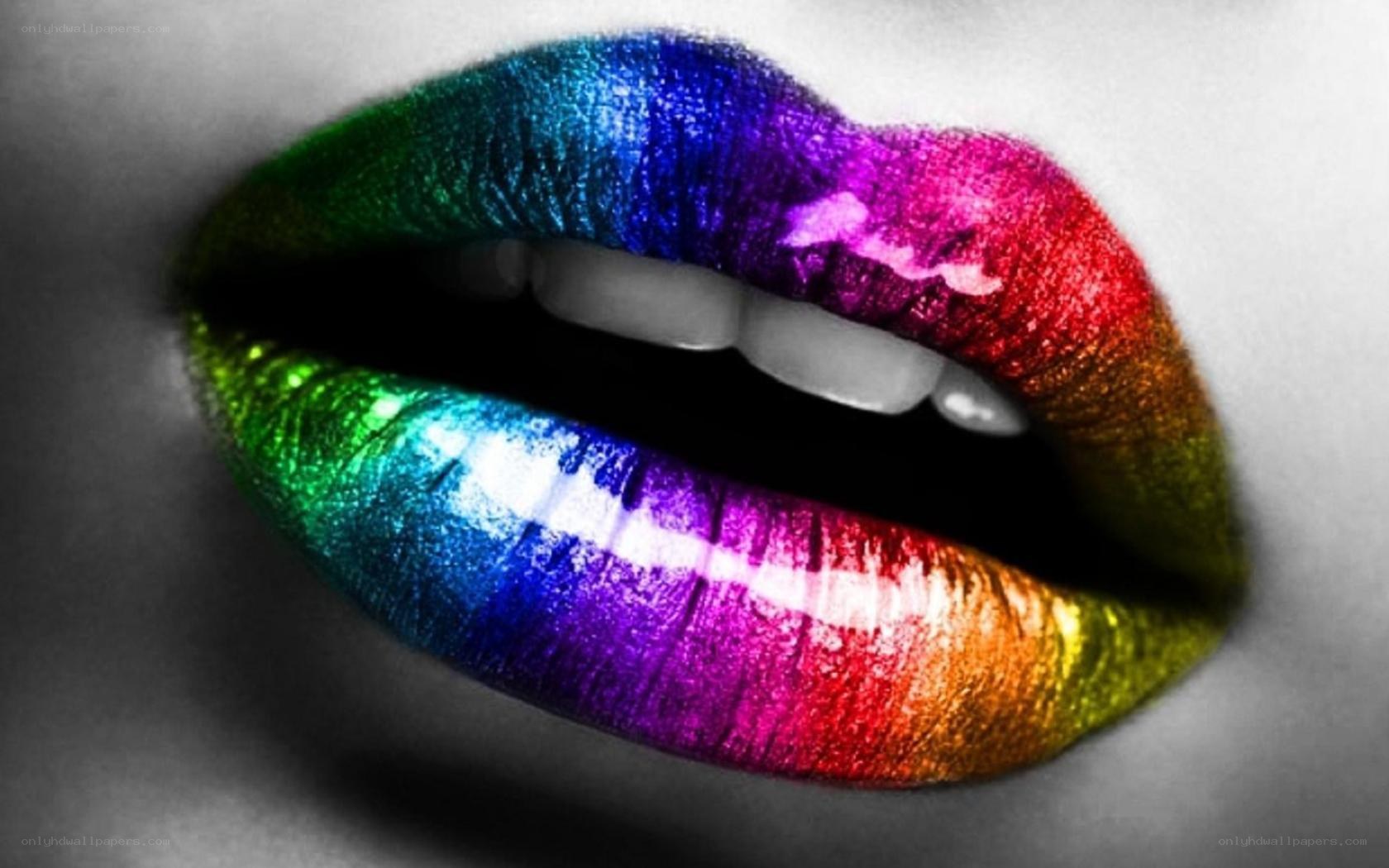 rainbow lips close-up