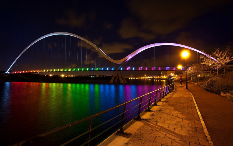 Rainbow-lit Bridge at Night — Black