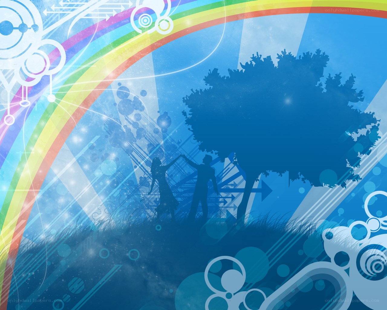 rainbow love couple silhouette