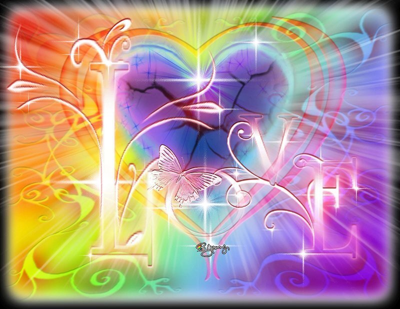 Rainbow love with butterfly