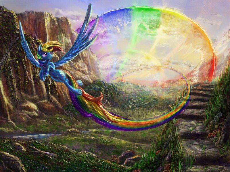 Rainbow-maned Pegasus