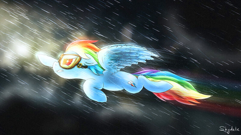 Rainbow-maned Pony Flying — Blue