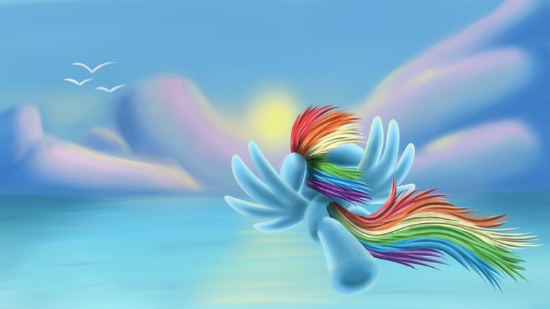 Rainbow-maned Pony Flying