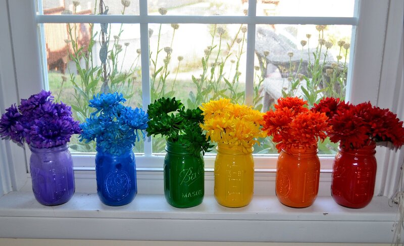 Rainbow Mason Jars