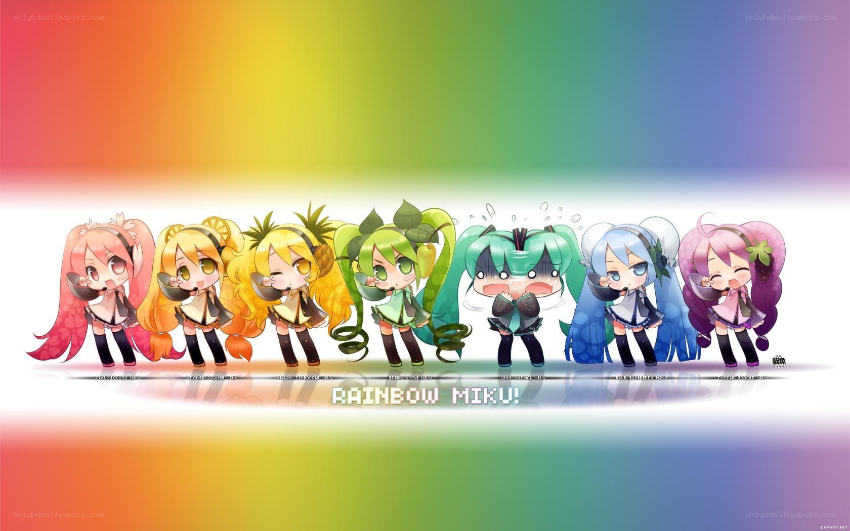 Rainbow Miku characters