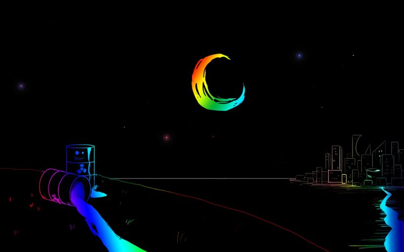 Rainbow Moon over City