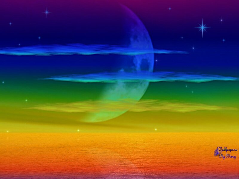 Rainbow Moon over Ocean